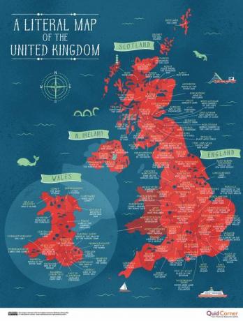 מפת שם מילולית של בריטניה הגדולה - בריטניה - Quick Quid
