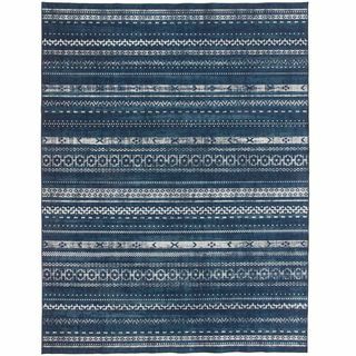 שטיח שטח כחול פס מרוקאי מודפס 