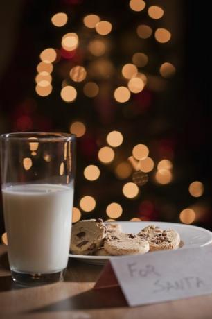 כוס חלב וצלחת עוגיות לסנטה