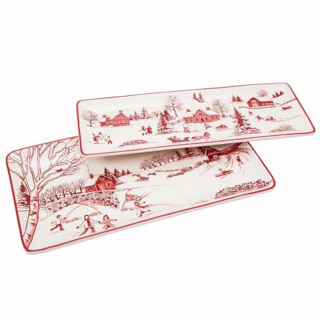 צלחות 14 אינץ' של Toile De Jouy Winter Wonderland, סט של 2