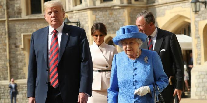 נשיא ארצות הברית וגברת טראמפ פוגשים את HM Queen