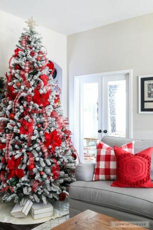 קישוטי עץ חג המולד לבן אדום 