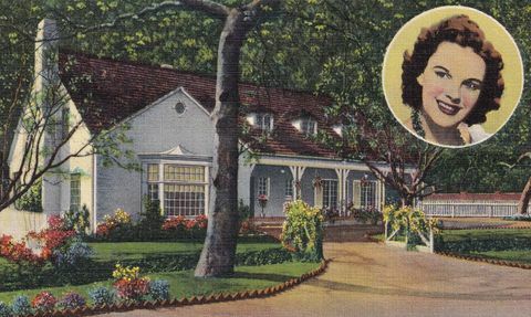 גלויית מזכרת וינטג', בית הבל אייר של ג'ודי גרלנד, סדרת בתים של כוכבי קולנוע, 1938 בערך